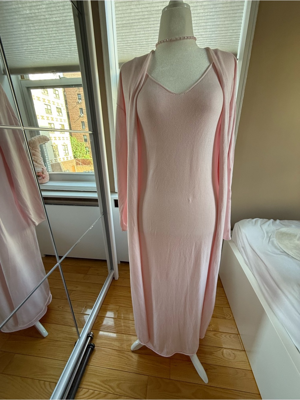 Light Pink Sleeveless Maxi Dress with maxi jacket